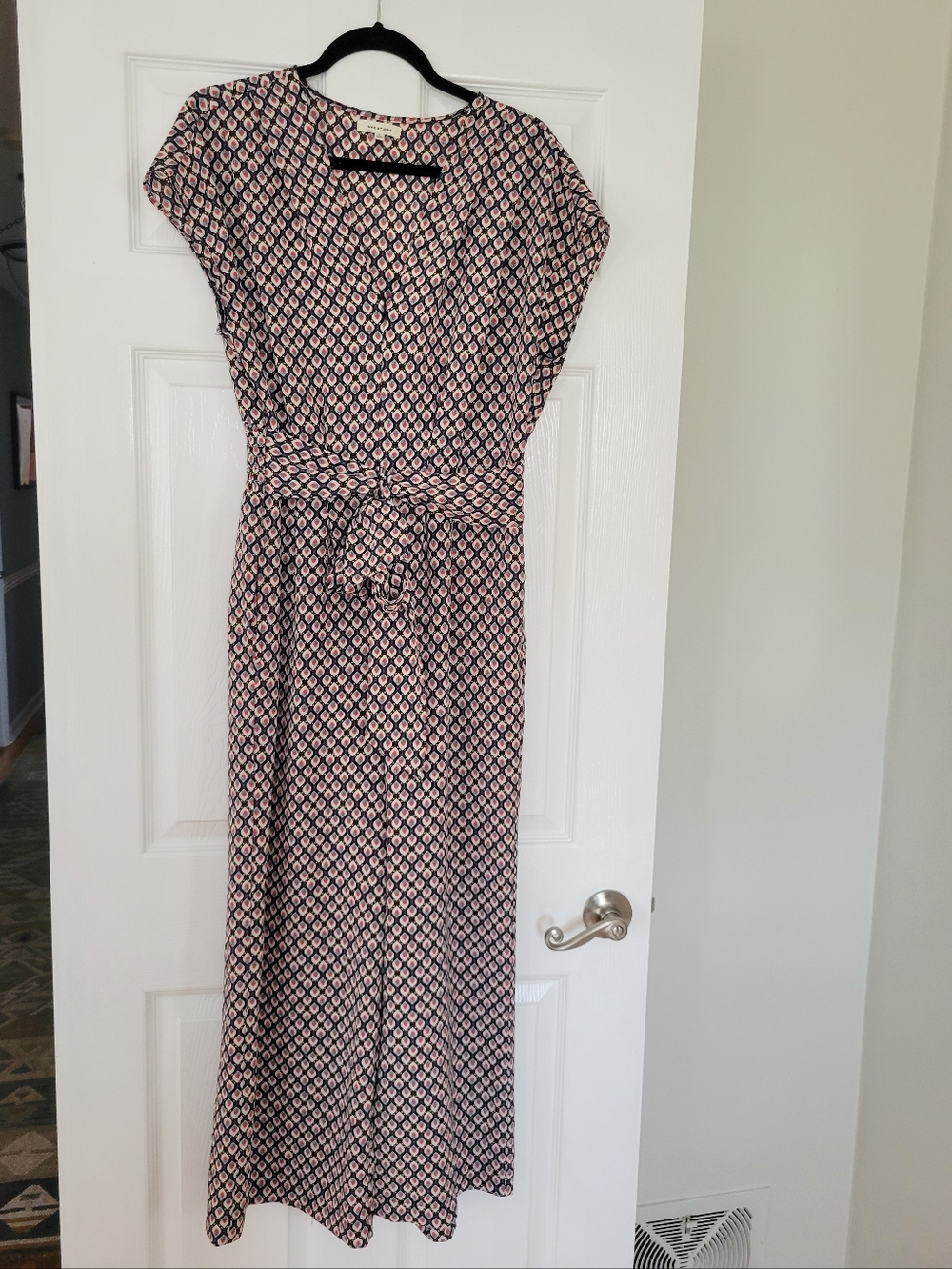 Women's Size Large Max Studio Pink and Black Patterned Pant Jumpsuit